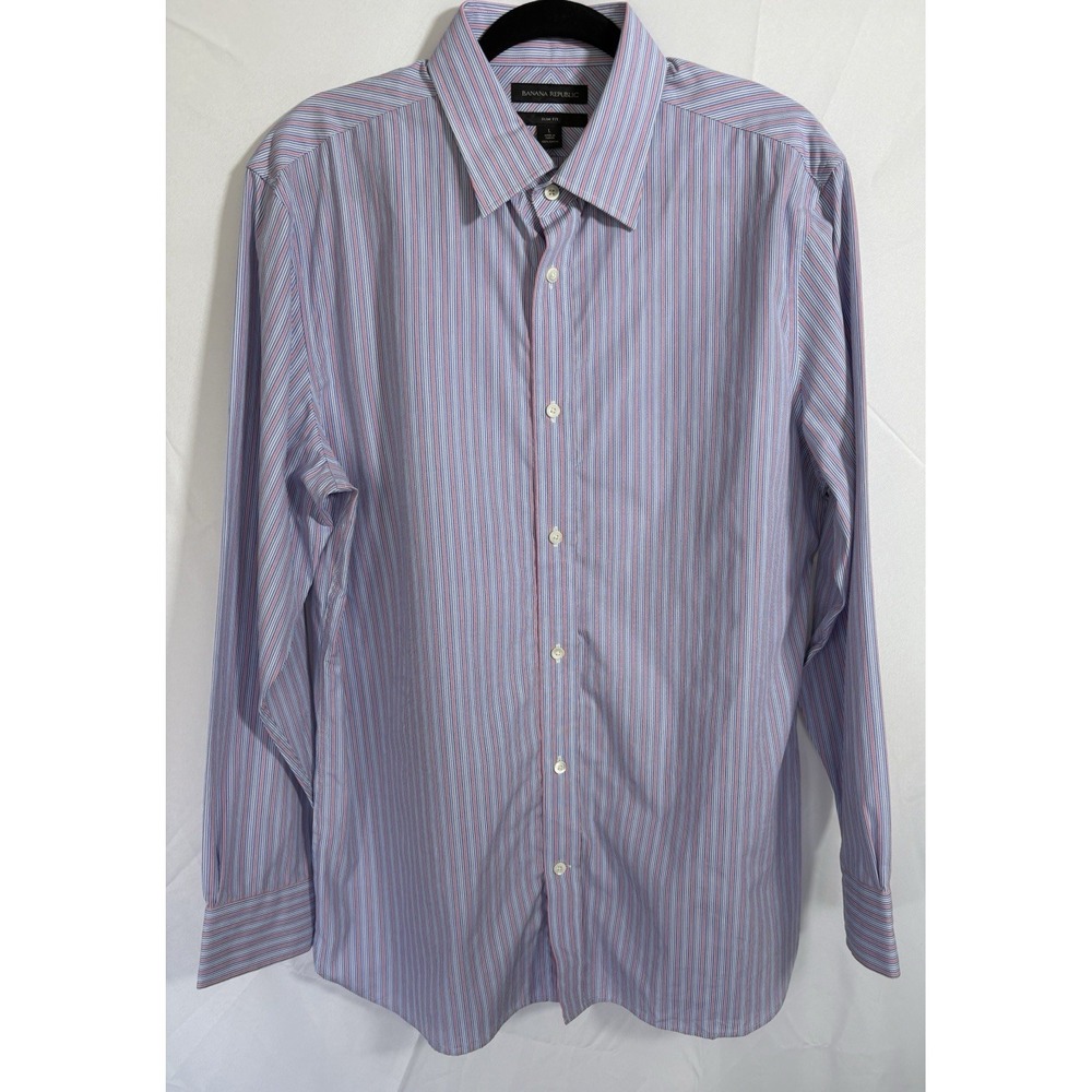 Banana Republic Shirt Size L Striped Long‎ Sleeve button up collared